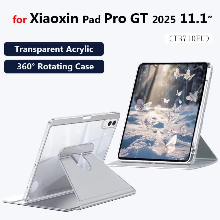 Per Lenovo Xiaoxin Pad Pro GT 11.1" 2025 TB710FU Anti-piega Transaprent Acrilico 360 ° Custodia protettiva per rotazione con slot per matita