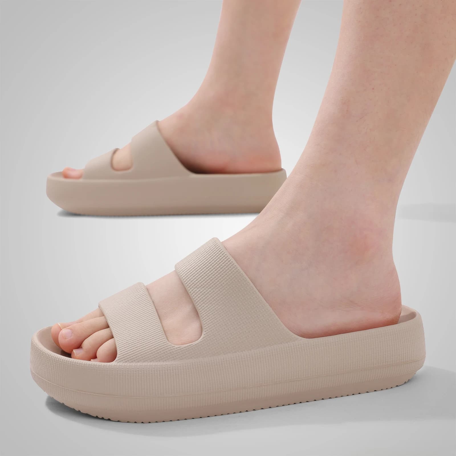 Litfun Women's Summer Platform Slippers with Arch Support Outdoor Anti-slip Beach Sandals Cloud Orthopedic House Shower Slides