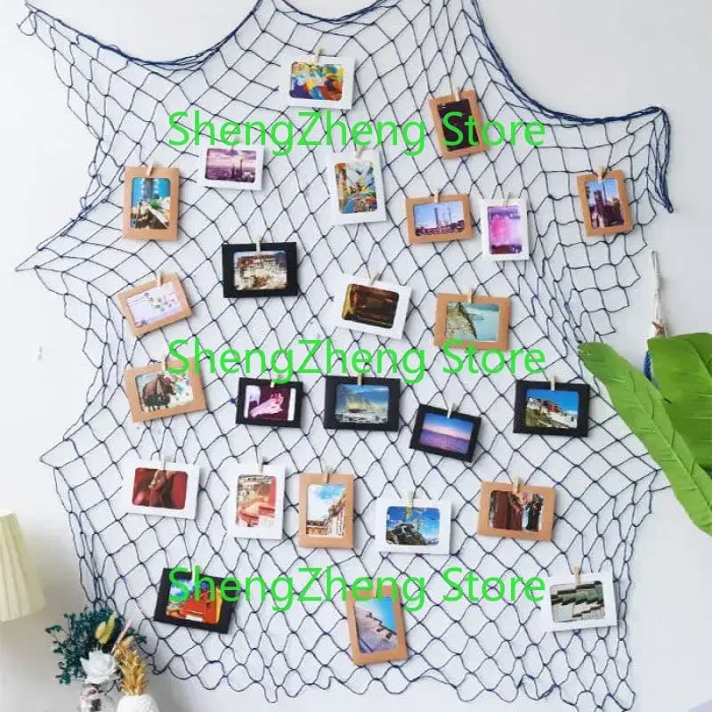Rete da pesca mediterranea, parete per foto, soggiorno, camera dei bambini, decorazione in rete, corda di canapa, parete per foto sospesa