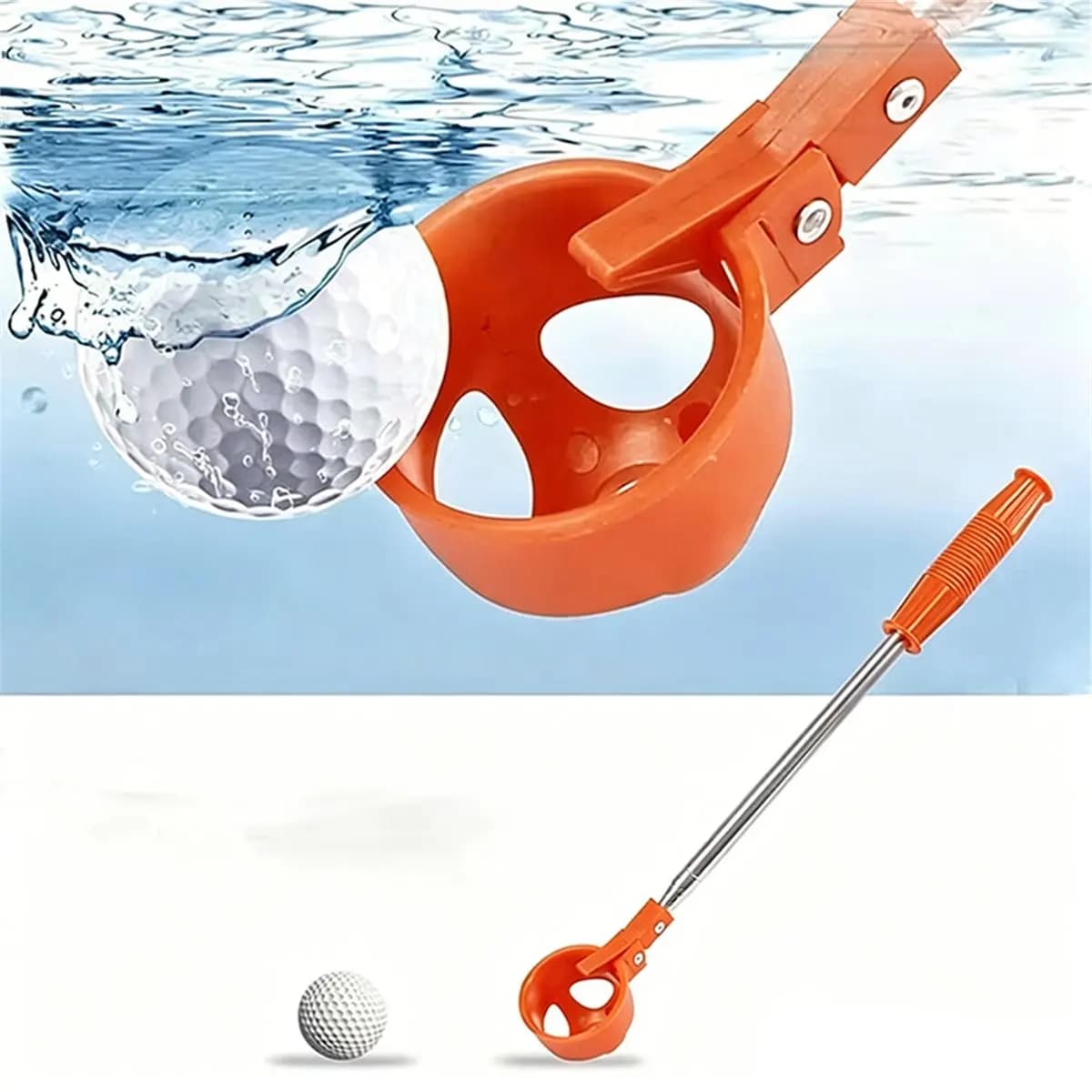 POPULAR-Golf Ball Pick Up Tools Telescopic Golf Ball Retriever Catcher Golf Training Aids Locking Scoop Picker Golf Ball