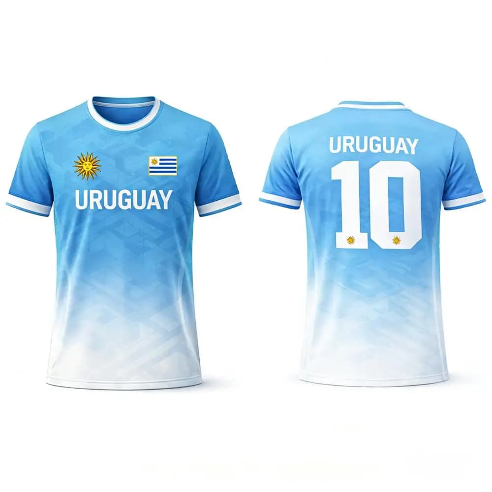 Uruguay Flag Print T-shirt 2026 Summer Soccer Training Uniform Men's And Women's Outdoor Breathable Quick-Drying Football Jersey