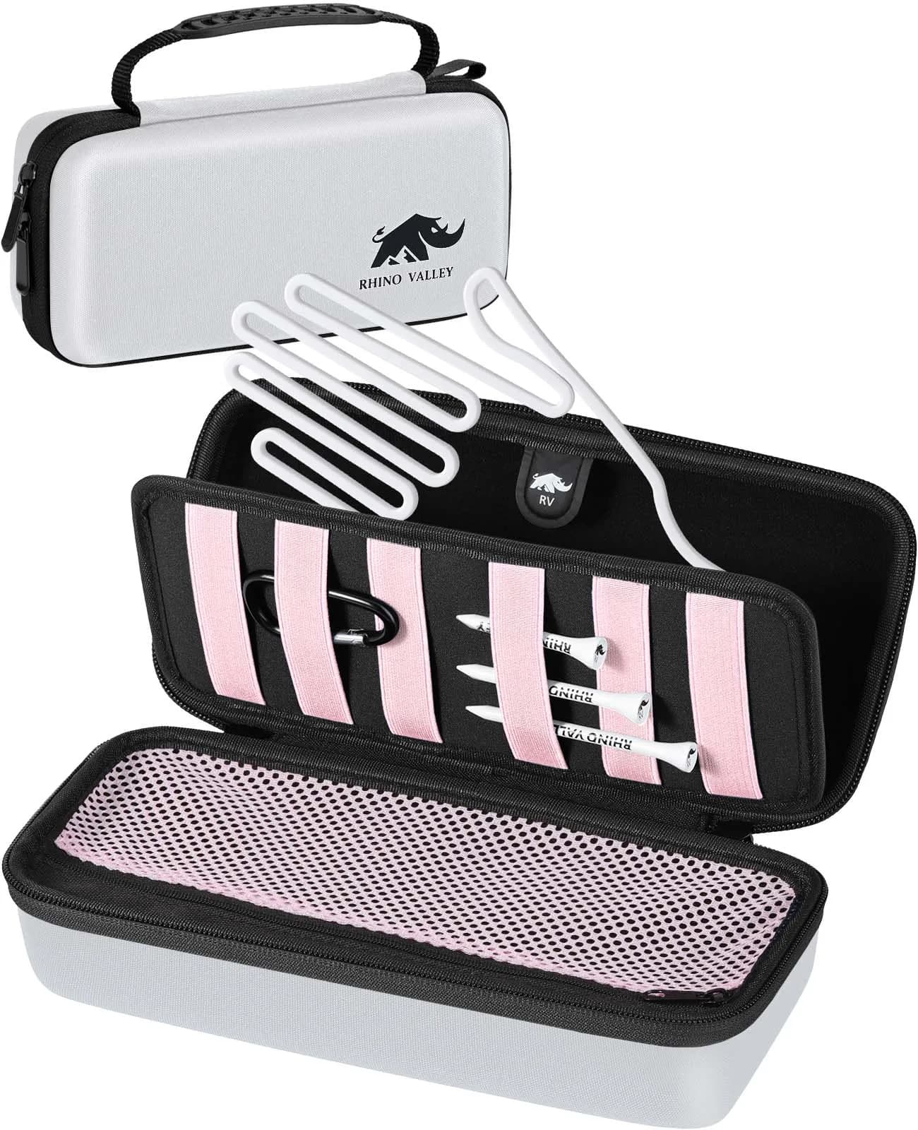 Golf Glove Holder Case, Golf Accessories Organizer Bag with Glove Shaper for Phone, Gloves, Balls, Tees, Markers, Divot Tools