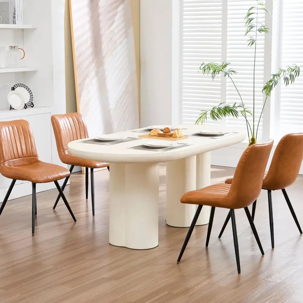 Set di 4 sedie, sedie da pranzo moderne con cuscini spessi, sedie da cucina e sala da pranzo imbottite in pelle PU con gambe in metallo