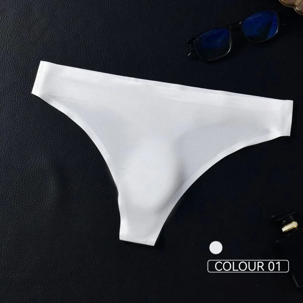 Silky Feel Seamless Ice Silk Briefs Ice Silk Ultra-thin T-Back Panties Low Waist 3D Pouch Underwear Youth Fashion