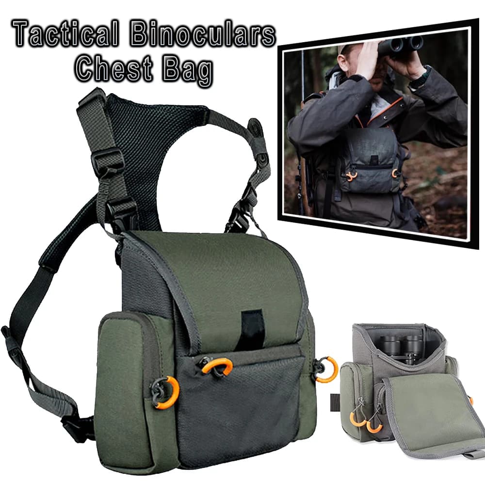 Imbracatura binoculare Airsoft Marsupio tattico regolabile di grande capacità Custodia Bino mimetica con custodia impermeabile per telemetro