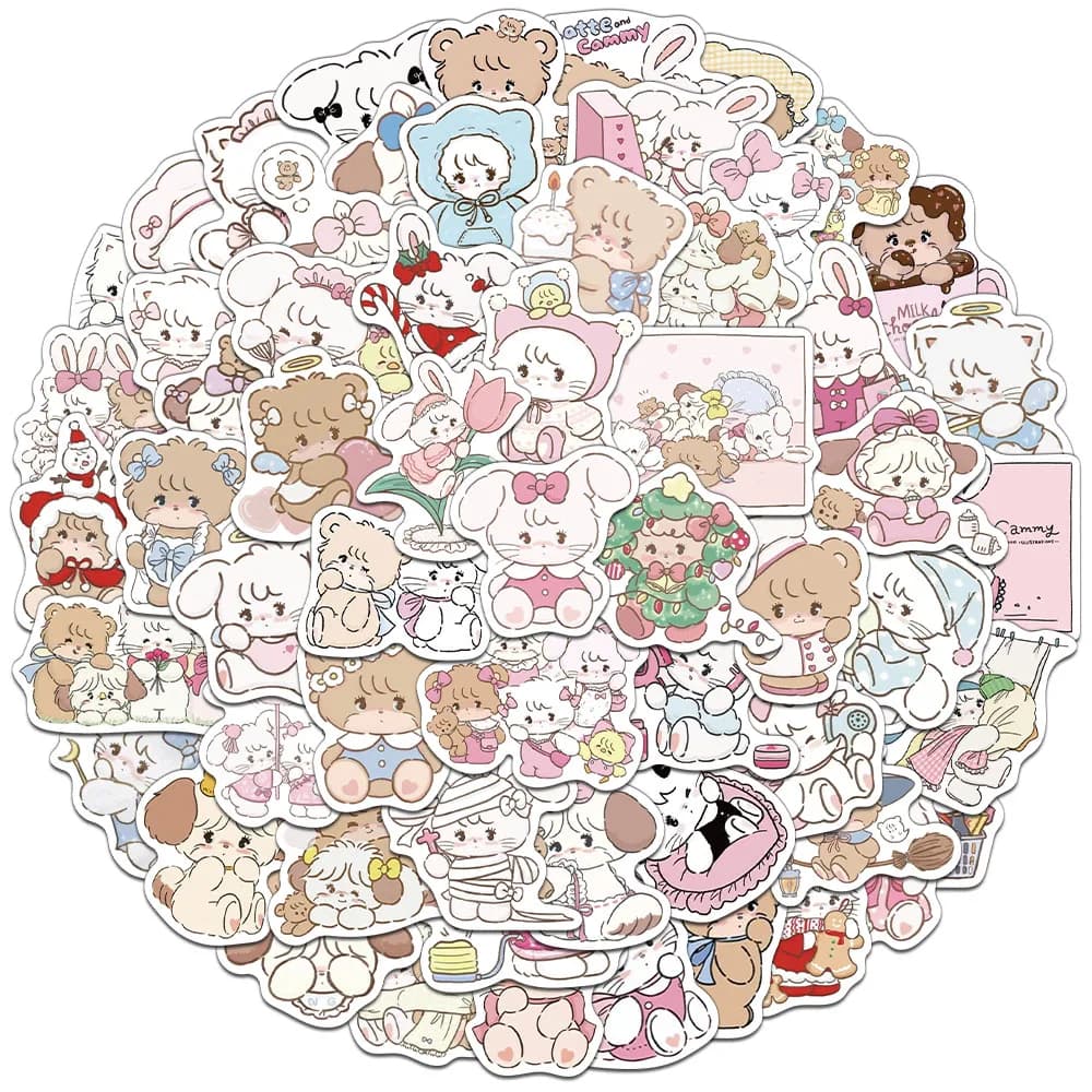 60 pezzi creativi MIKKO cartoni animati adesivi personalizzati custodie decorative per telefoni, tazze d'acqua, adesivi impermeabili fai da te per notebook