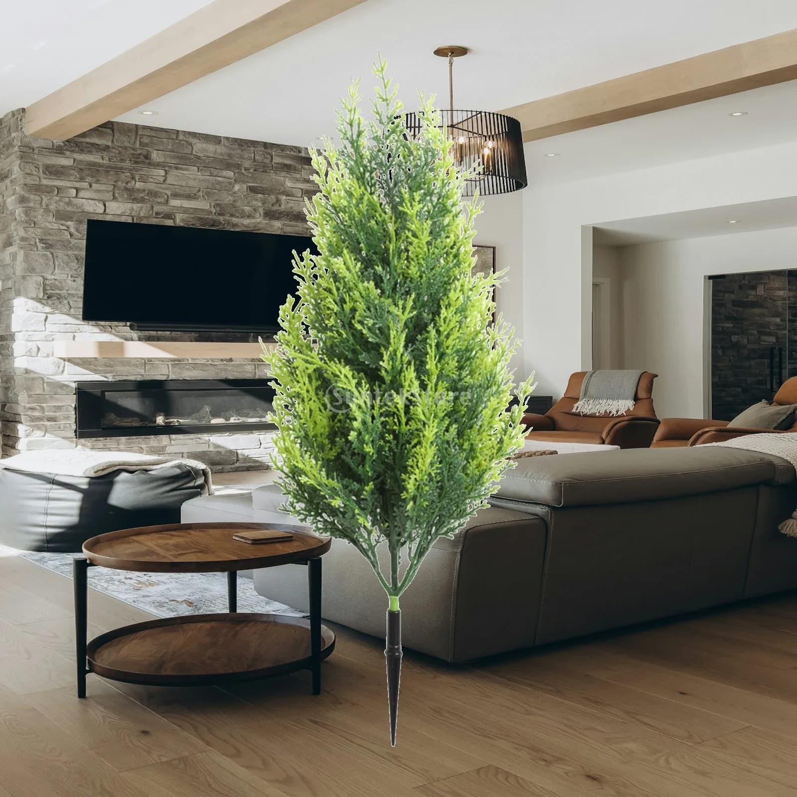Artificial Cypress with Ground Spike Lifelike Plant Decoration for Yard Patio Garden Pathway