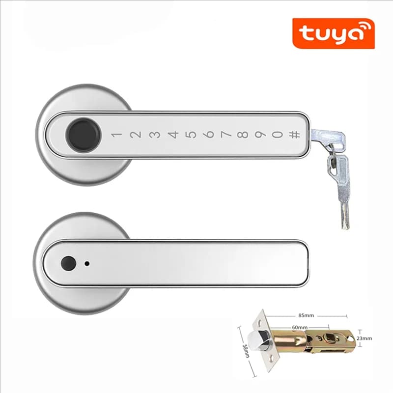 【A42U】4X Serratura intelligente Serratura per porta d'ingresso senza chiave Serratura per tastiera con maniglia, Serratura per porta con impronta digitale con APP Tuya Wifi