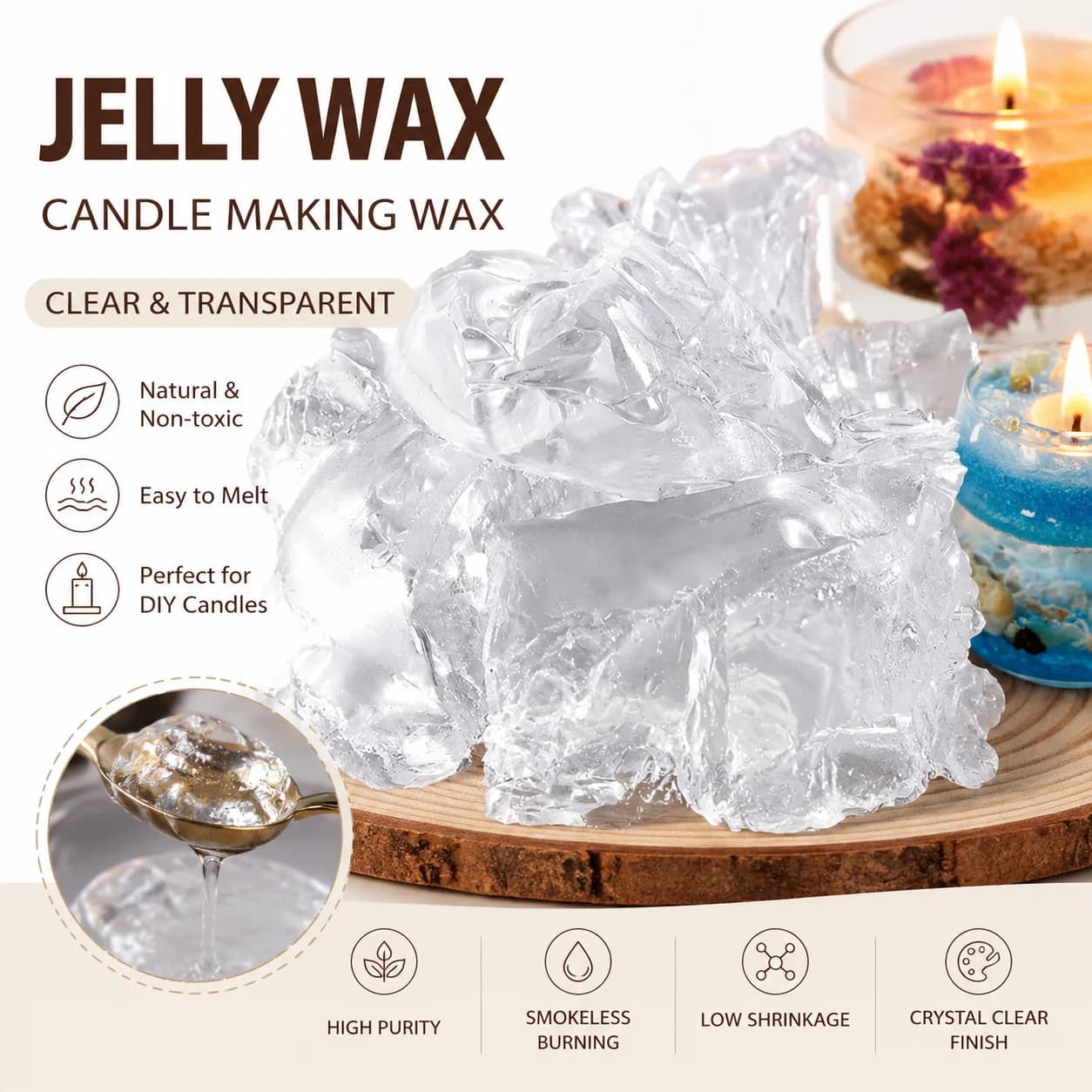 50/100/200/500g Jelly Wax Candle Making Material Transparent Gel Wax DIY Candle Supplies Craft Decoration Handmade Candle