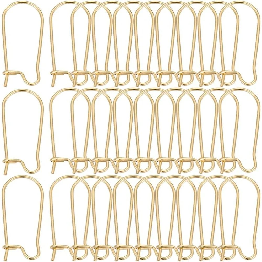 1 scatola da 120 pezzi veri ganci per orecchini placcati in oro 18 carati orecchini a rene ganci per trovare ciondola a forma di U fili per orecchie lunghe a goccia kit per la creazione di fili