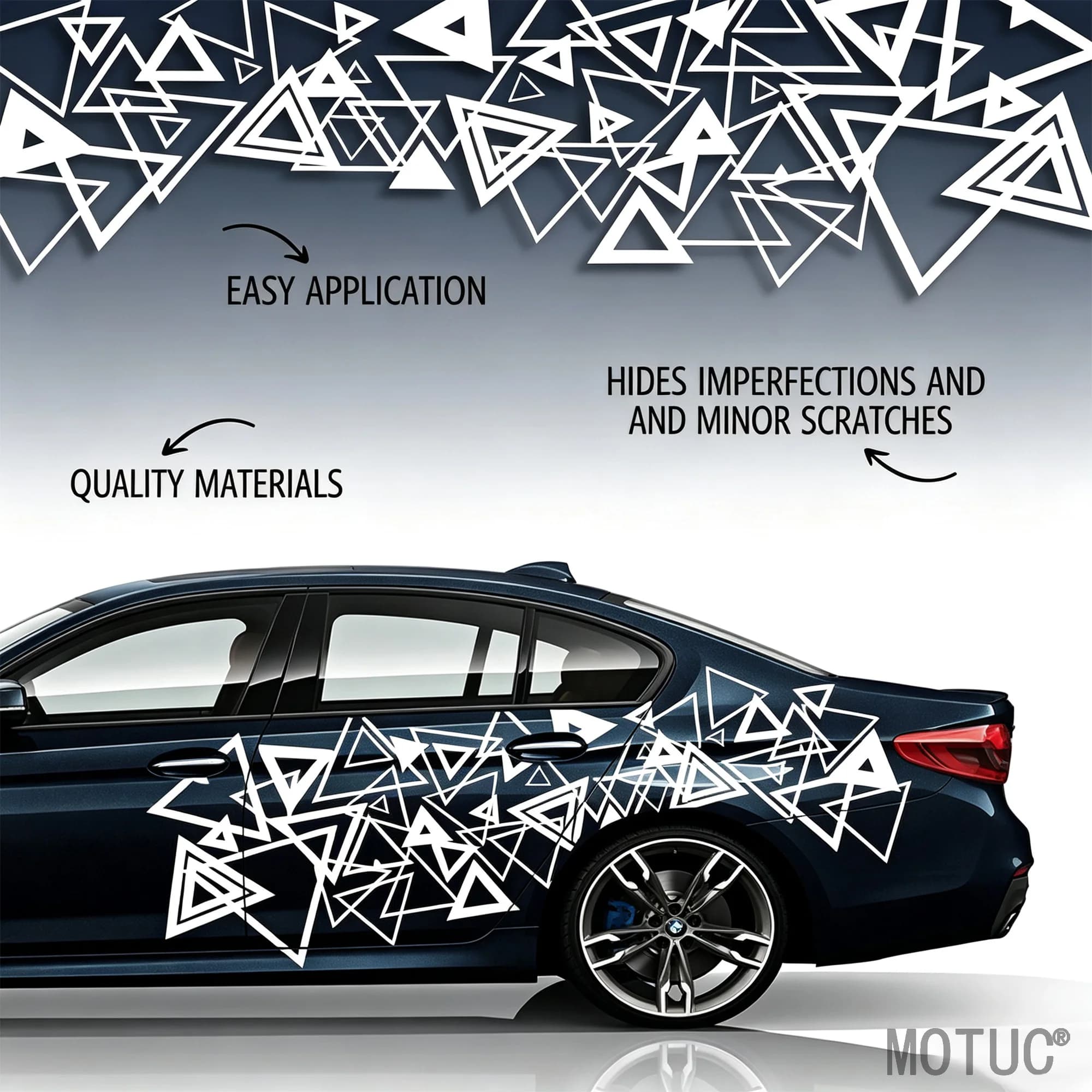 4PCS Large Triangular Car Decals Sport Stickers for Scratch Covering and Decoration DIY Full-body Bumper Modification Decals