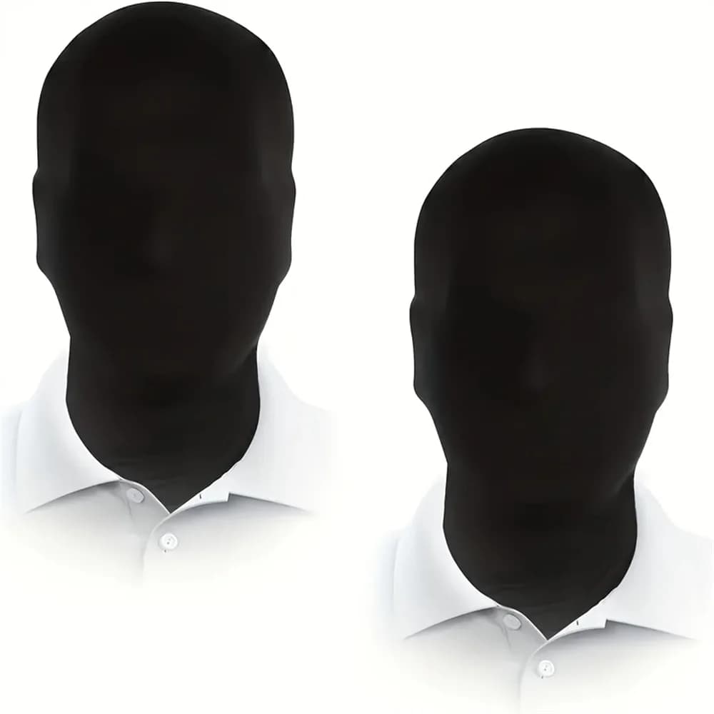1 pezzo/3 pezzi/6 pezzi, maschera copricapo nero puro traspirante, oggetti di scena per costumi cosplay di Natale di Halloween, maschera per travestimento senza volto a pieno facciale