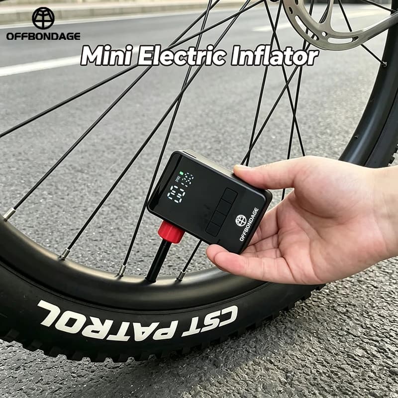 OFFBONDAGE Mini Electric Air Pump Bicycle Portable Digital Inflator Motorcycle MTB Road Bike Schrader Presta 150PSI Rechargeable
