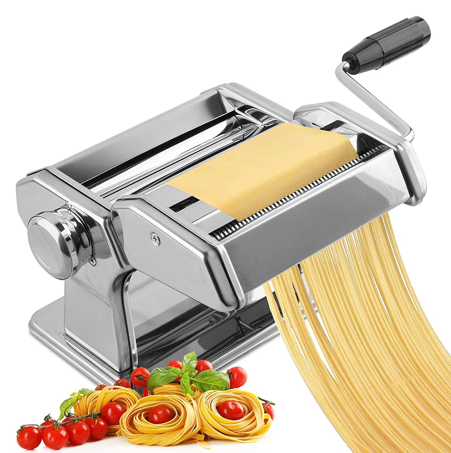 Macchina per pasta manuale con 7 impostazioni di spessore regolabili, perfetta per spaghetti, fettuccini, lasagne, gnocchi, utensili da cucina