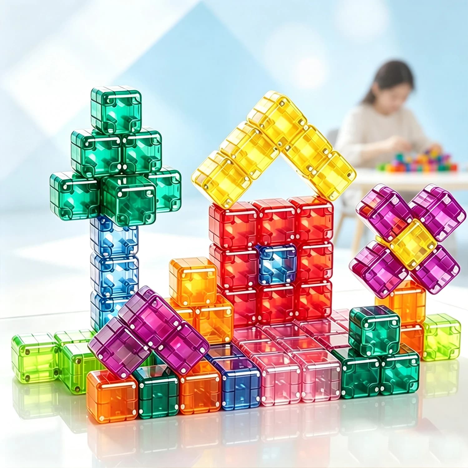 2026 NEW Magnetic Cube Tile Children's Toys, Magnetic Modeling Building Toys For Toddlers, Preschool Learning, Sensory Stem Toys