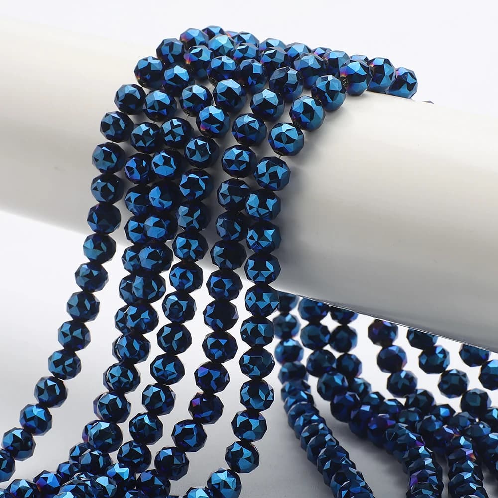 65Pcs/Lot 8mm Sapphire Faceted Crystal Beads Glass Spacer Beads For Jewelry Making DIY Handmade Bracelets Necklace Accessories