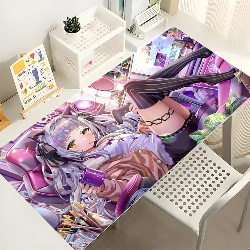 XXL 900x400mm Purple Hair Witch Girl Anime Mouse Pad, Non-Slip Rubber Base, Gaming Keyboard Pad for PC Laptop
