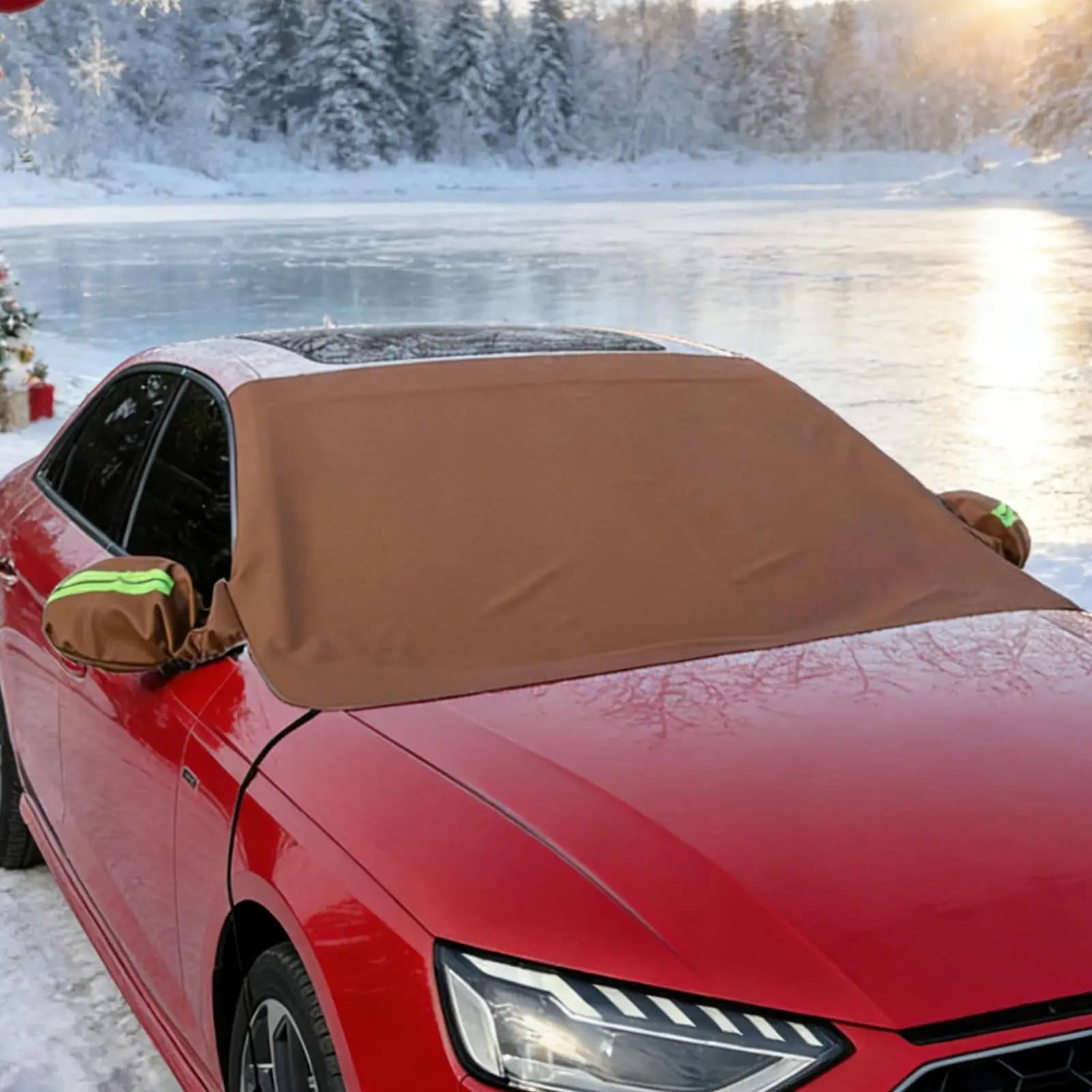 Parabrezza per auto Copertura da neve Antivento in pelle PU Impermeabile Forniture esterne per auto Parabrezza Parasole per sedani Inverno Estate