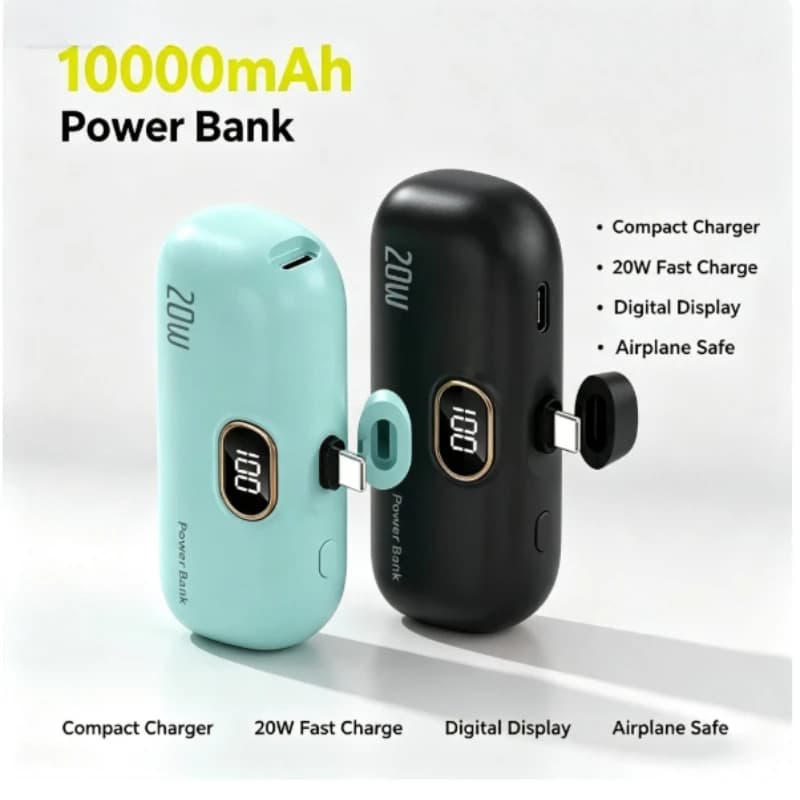 Mini Capsule Wireless Power Bank 30000mAh Mobile Power Supply Emergency External Battery Fast Charger For Type-c iPhone