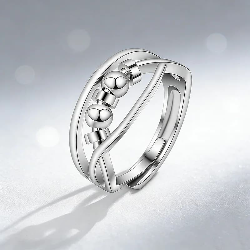 Anello Girevole Antistress Trendy con Perline, Accessorio per Dita, Regalo per Donna, Gioiello Regolabile per Feste