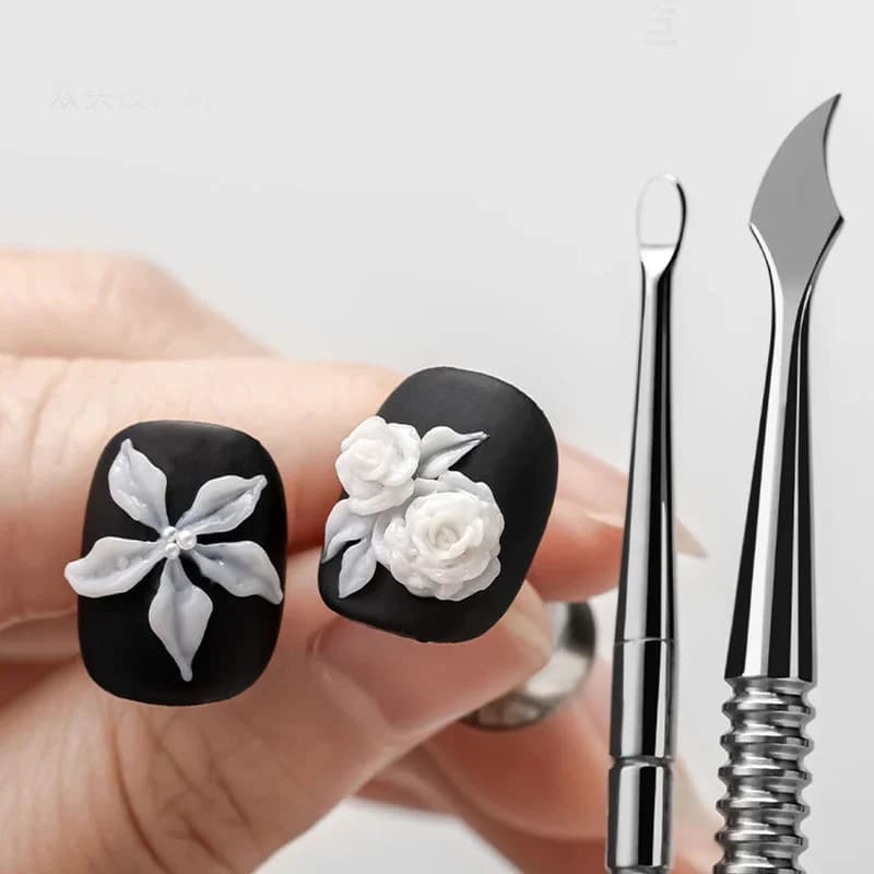 Double-headed Nail Brush Extension Glue Removal Stick Gel Removal Spatula Stainless Steel Nail Polish Dipping Removal Tool