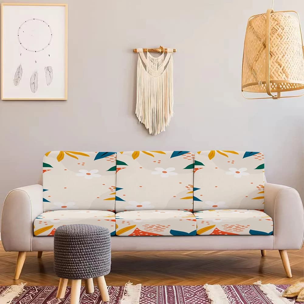 Copridivano Estivo per Esterni con Stampa Geometrica Colorata, in Tessuto Milk Silk, Adatto agli Animali Domestici, Lavabile Senza Rimozione