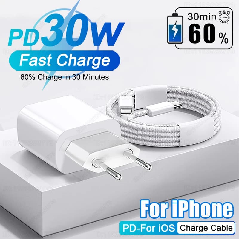 Original PD 30W USB C Charging Fast for iPhone 13 12 11 14 Pro Max 7 8 Plus Mini XS XR X Quick Charging USB Type C Cable for iPhone Charger