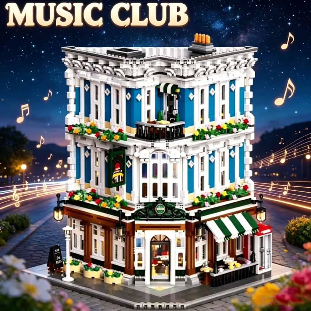 Set di Costruzioni Creative 2897 Pezzi: Club Musicale, Modello Architettonico Europeo, Giocattoli in Mattoncini, Puzzle Fai-da-Te per Bambini e Adulti, Regalo