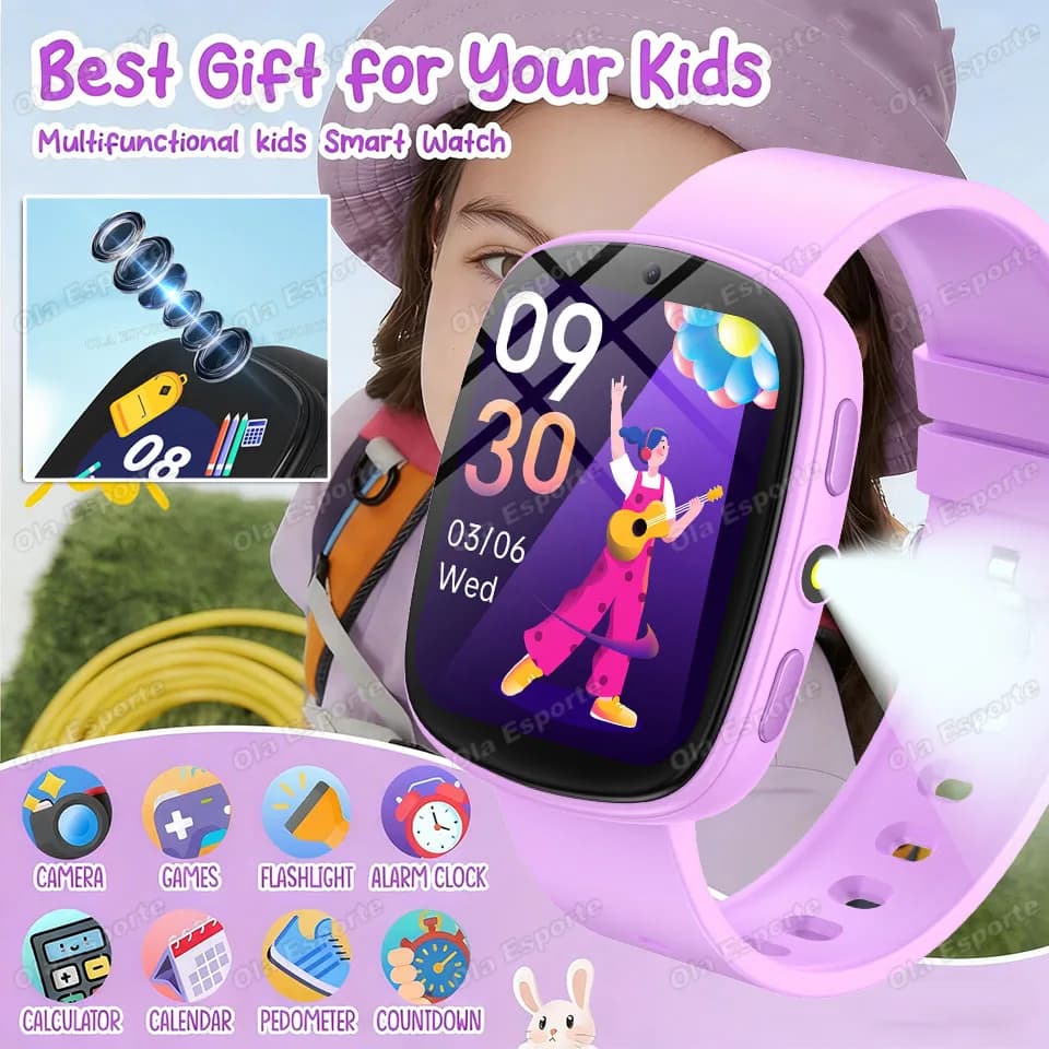 Smartwatch per Bambini 2026 con Schermo HD da 1,83'', Fotocamera, Giochi Interessanti, Monitoraggio del Sonno, Sveglia, Calcolatrice - Regalo per Bambini