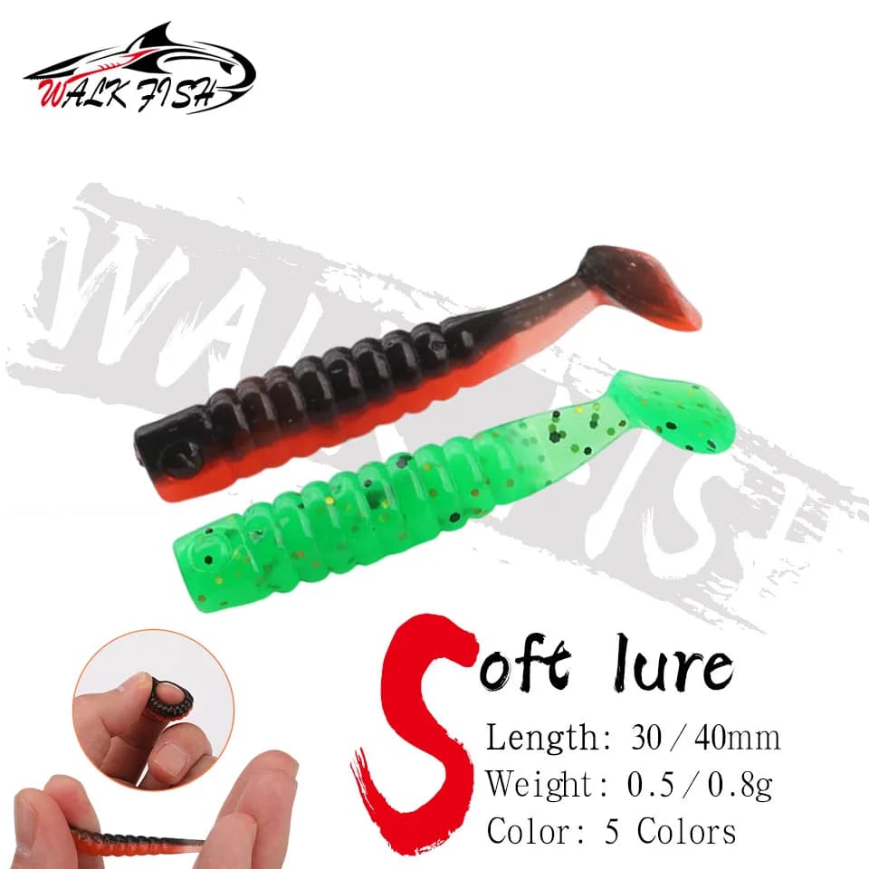 WALK FISH 10PCS Wobblers Mini Fishing Soft Lures Rubber Soft Baits 3cm 4cm Soft Worm Artificial Baits Bass Silicone Fish