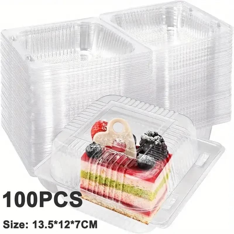 100 Pack Clear Disposable Clamshell Food Containers Leakproof Hinged Plastic Boxes for Picnic Party Salad Meal Prep