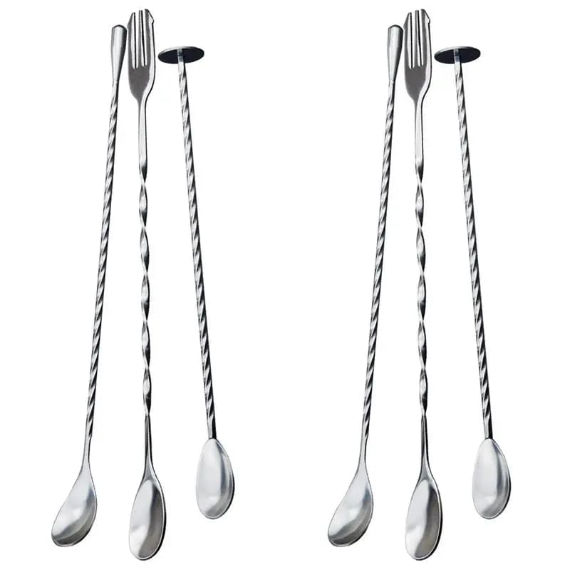 ABRB-6 Pezzi Cucchiai da Miscelazione Extra Lunghi in Acciaio Inossidabile con Motivo a Spirale, Cucchiaio per Shaker da Bar, Cucchiaio per Mescolare Cocktail