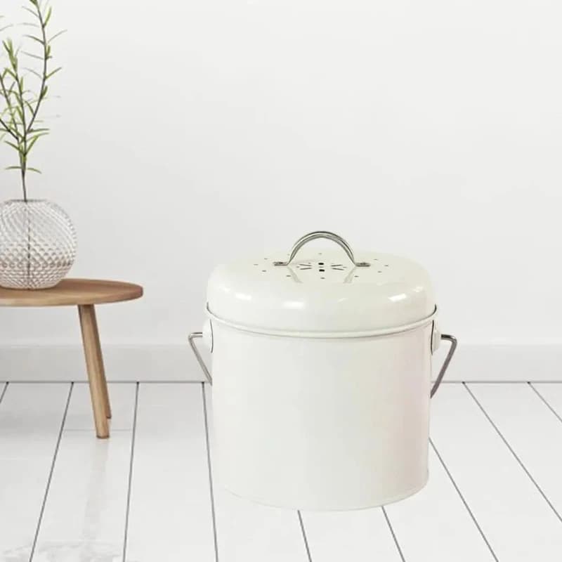 Contenitore per Compostaggio da 3L con Coperchio, Stile Rustico, Antiruggine, per Rifiuti Alimentari da Cucina