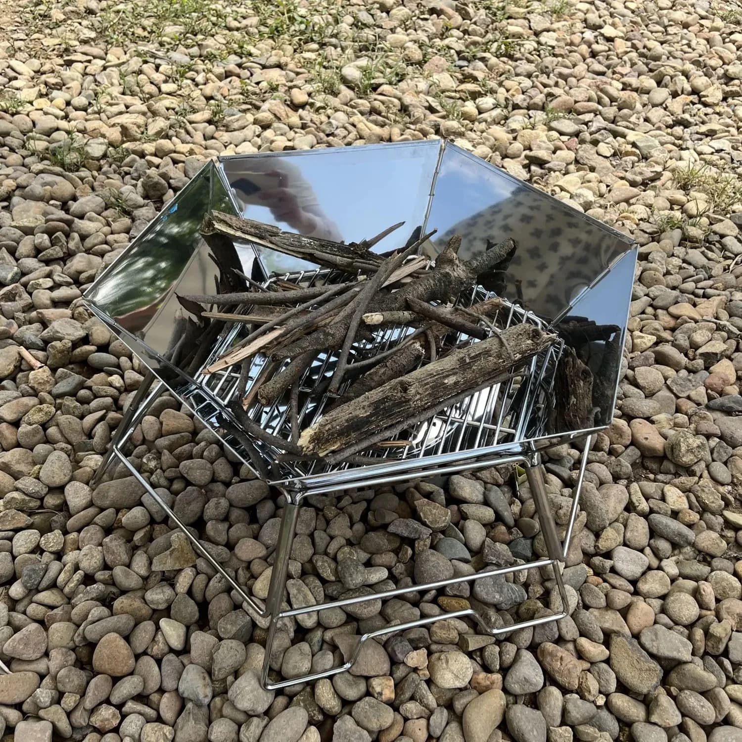 hexagon grill for barbecue wood stove portable folding camping brasier mobile combustion platform