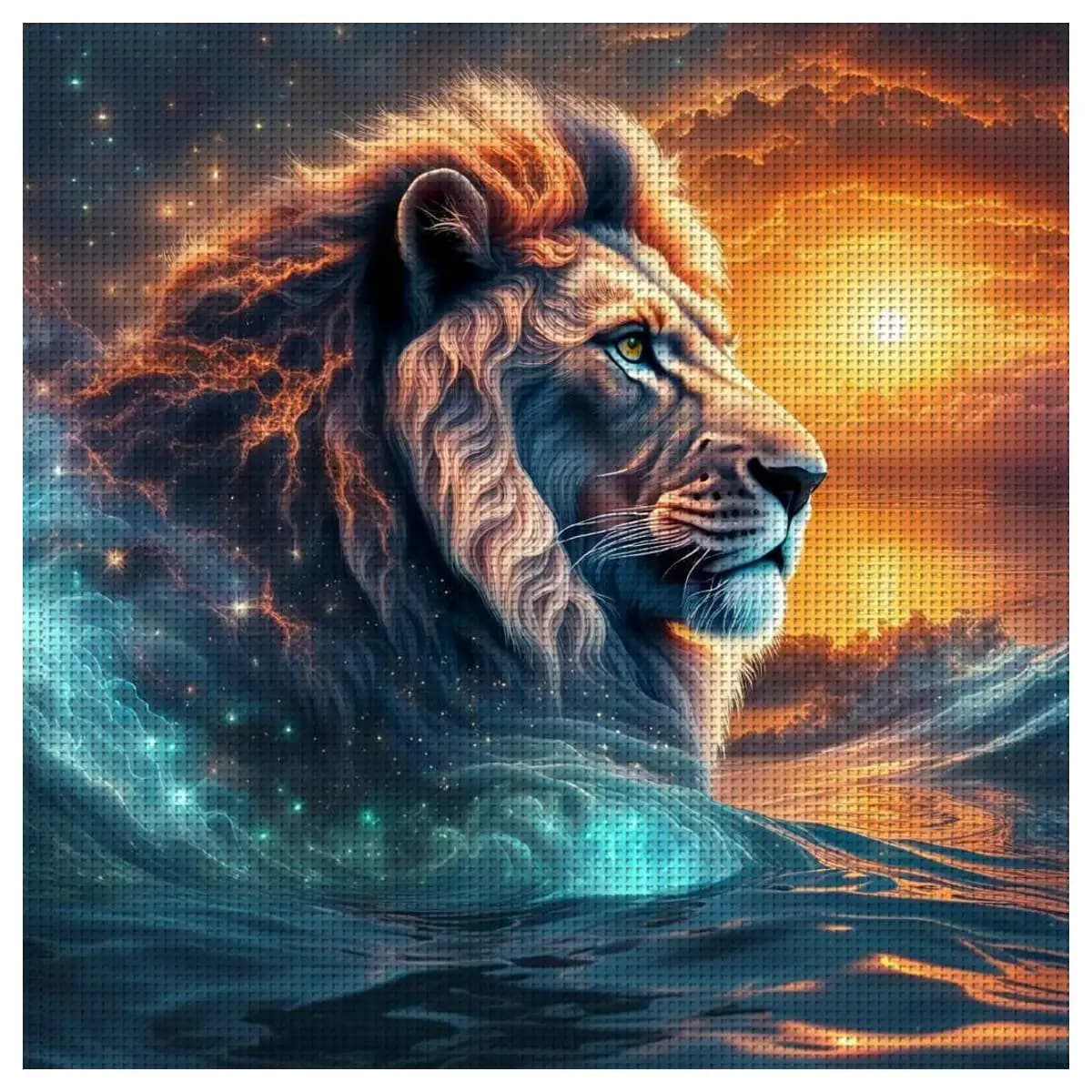 1pc 40X40CM/15.74inch Lion stamped cross stitch kit DIY kit 11CT/14CT DIY Embroidered set DIY Cross-Stitch Set Wall decoration