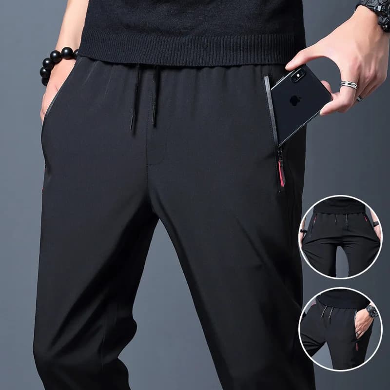 2026 Men's Running Pants Quick-Dry Thin Casual Trousers Sport Pants with Zipper Pockets Sportswear Running Jogging Sportpants