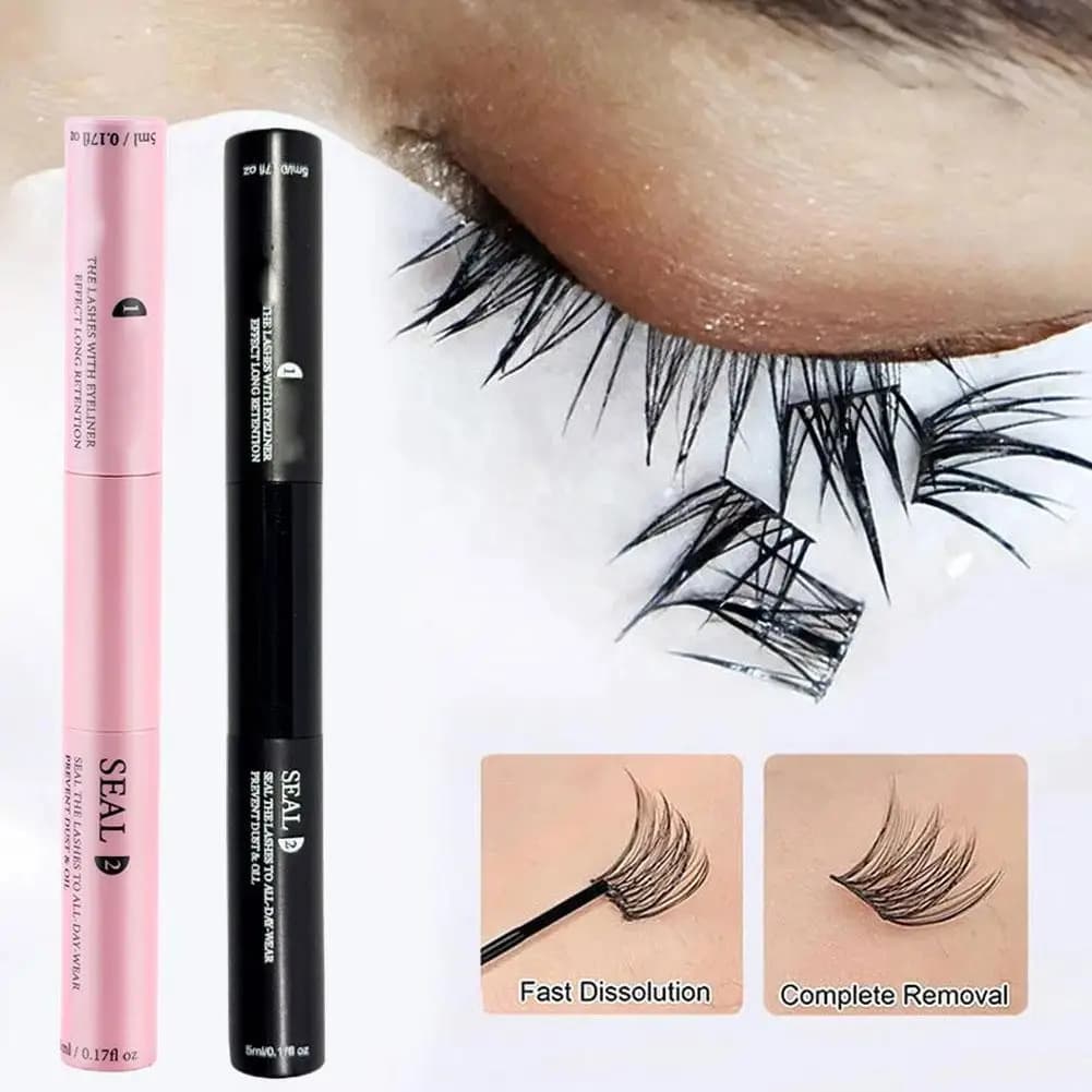 Glue False Eyelashes New Double Heads 2 in 1 Bond and Seal Lash Glue Lasting Waterproof Eyelash Glue for DIY Group Eyelashes