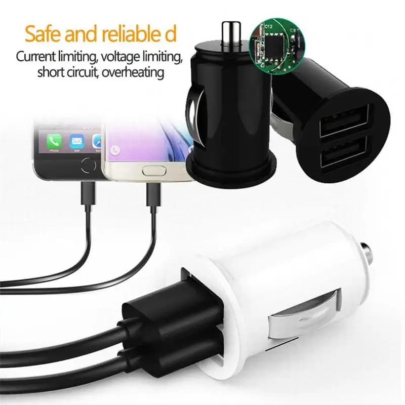 Caricabatterie per auto 1/2 pezzi 3.1A con ricarica rapida, doppia porta USB, adattatore di alimentazione USB per accendisigari 12V 24V per tutti gli smartphone