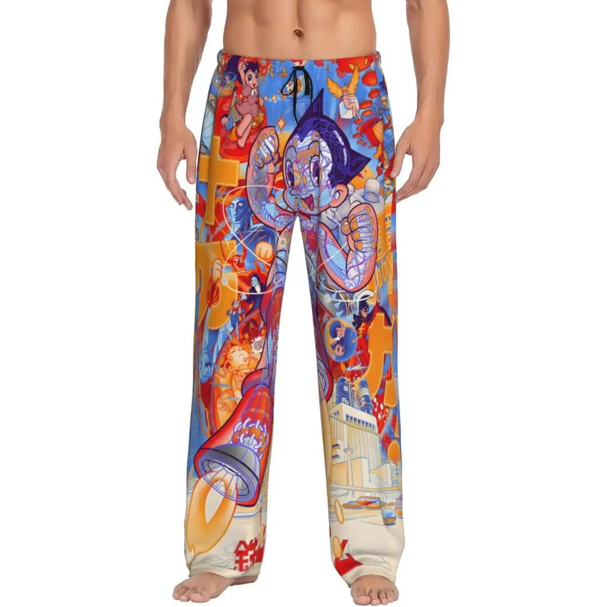 Custom Astroboy Astro Boy Anime Pajama Pants Men Anime Manga Sleepwear Lounge Sleep Bottoms Stretch with Pockets