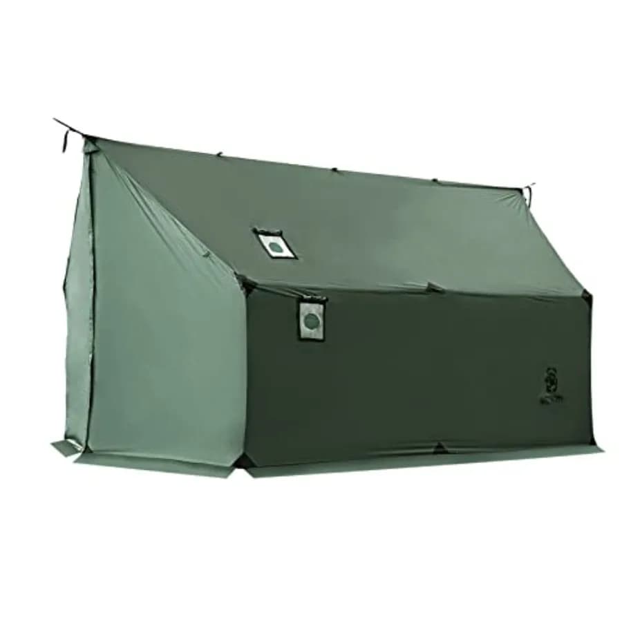Tenda amaca per campeggio in climi freddi, poliestere impermeabile 3000mm, verde oliva, include foro per stufa e gonnellino antineve universale