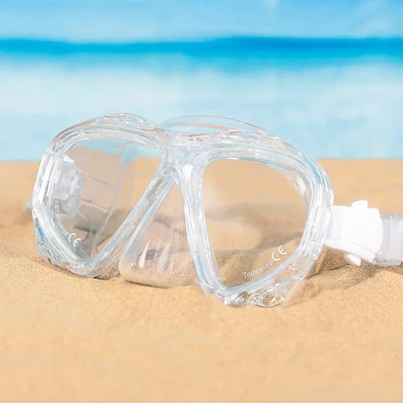 Adult silicone sub glasses with high-definition reinforced glass lenses for professional snorkeling and mask with large frame