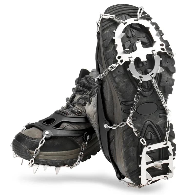 Heavy Reinforced Teeth Slip Ice Crampons Portable Snow Grips Non Slip Chain Cleats For Hiking Skiing Outdoor Boots