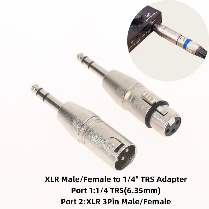 【C】1/2 Pezzi Connettori Audio Stereo Bilanciati da 6,5 mm (1/4") TRS Maschio a XLR 3 Pin Femmina e Maschio, Set Adattatori da 1/4 di Pollice TRS a XLR