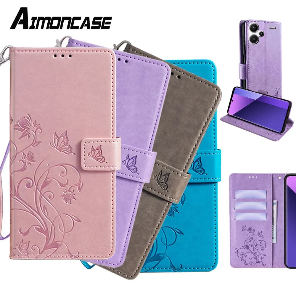 Per Redmi 13C 13 Custodia a portafoglio in pelle tinta unita in rilievo per Xiaomi Redmi Note 13R 13 Pro Plus Turbo 3 Custodia protettiva