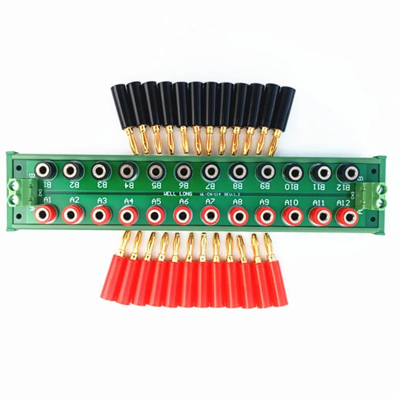 Installazione su guida DIN di 2 moduli di distribuzione con presa a banana da 12 poli, scheda di distribuzione CC.
