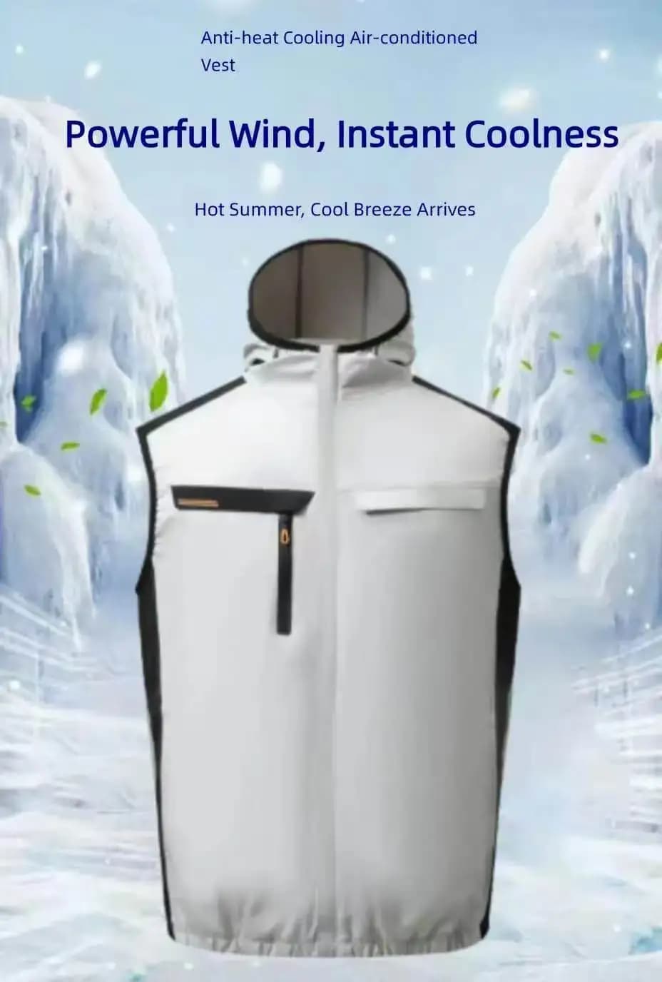 Gilet Estivo con Cappuccio e Ventilatore per il Raffreddamento, Abbigliamento da Lavoro Traspirante per Esterni (Escluso Power Bank)