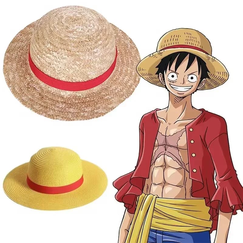 Cappello di Paglia di Luffy, Accessorio Cosplay One Piece, Cappello Parasole per Genitori e Figli, Cappello di Luffy per Donne e Uomini
