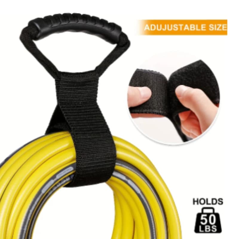 Durable and durable nylon storage belt for secure garden hose organization and garage storage with open closure type