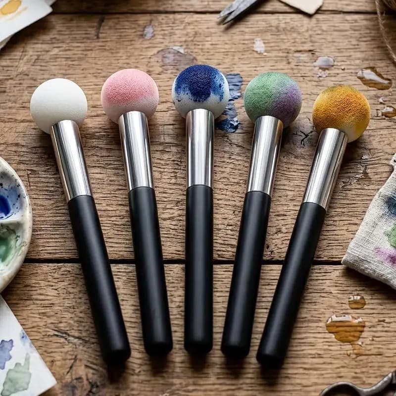 1/2/4Pcs Sponge Art Brushes Soft Sponge Heads Non-Slip Handles for Kids DIY Craft Watercolor Painting Art Class Teaching Suppli