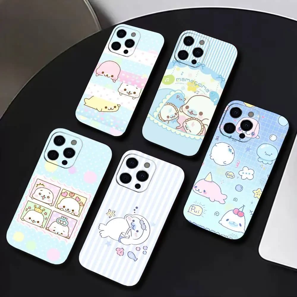 CUTE M-Mamegoma Seal Phone Case For iPhone 17,16,15,14,13,12,11 Plus,Pro Max,XS,Soft Black Cover